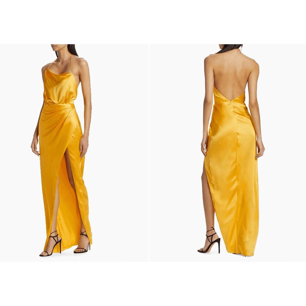 The Sei Halter Cowlneck Silk Gown in Canary Size US10 $1127